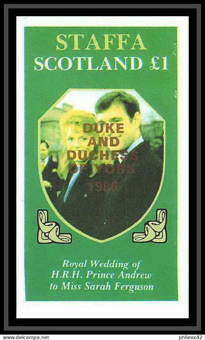 630 Staffa 1986 Wedding Of Prince Andrew And Sarah Ferguson Essai (proof) Overprint Gold  - Scotland