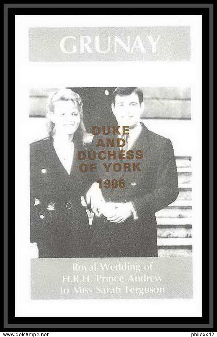 641 Grunay 1986 Wedding Of Prince Andrew And Sarah Ferguson Essai (proof) Overprint Gold - Scotland