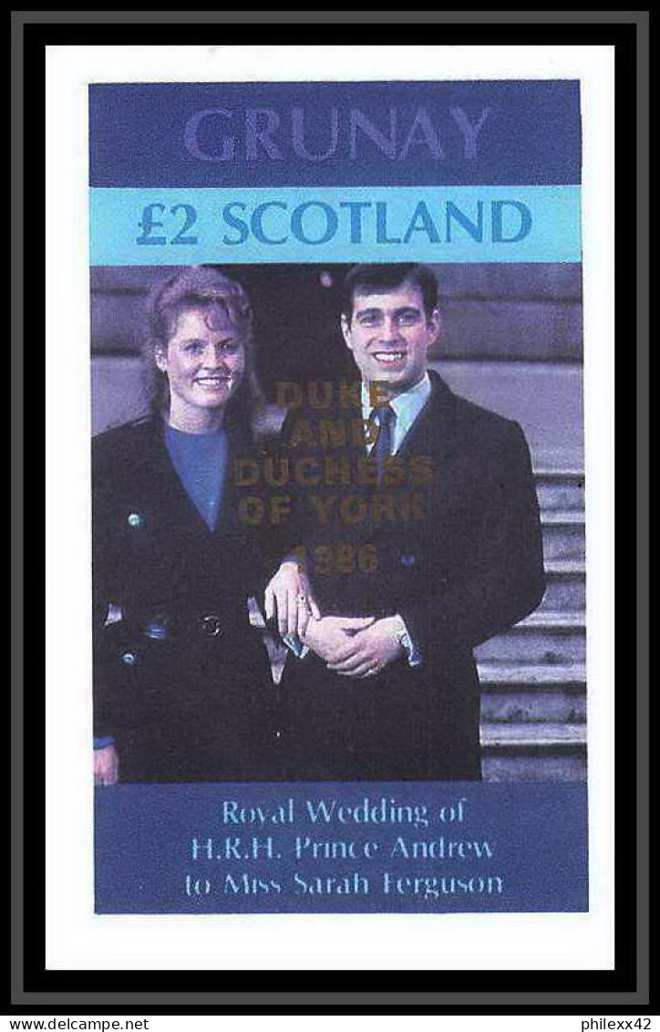 641 Grunay 1986 Wedding Of Prince Andrew And Sarah Ferguson Essai (proof) Overprint Gold - Scotland