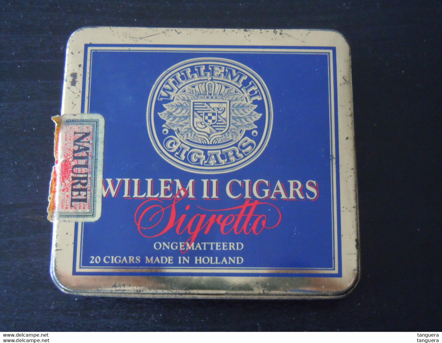 Willem II Cigars 20 Sigretto Holland Boîte En Metal Pour Cigares Blikken Doos Voor Sigaren 9 X 8,5 X 1,6 Cm - Caves à Cigares Vides