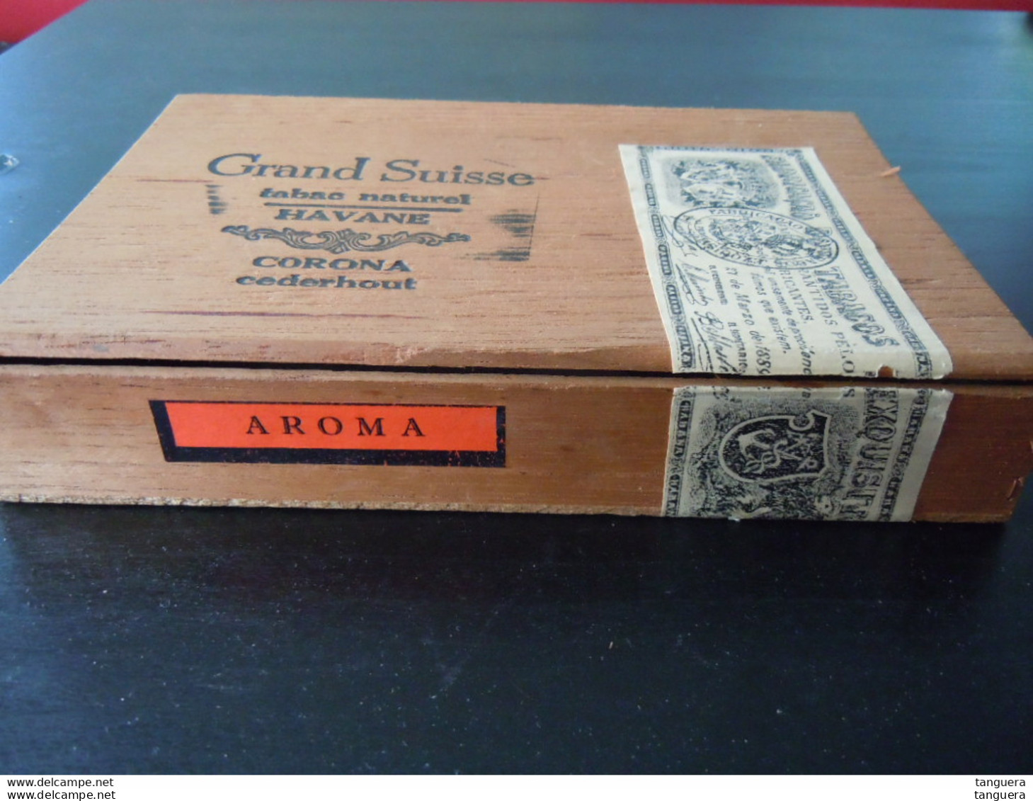 Grand Suisse Havane Aroma Corona Cederhout Houten Kist Voor Sigaren Boïte En Bois Pour Cigares 21,7 X 14,7 X 3,9 Cm - Caves à Cigares Vides