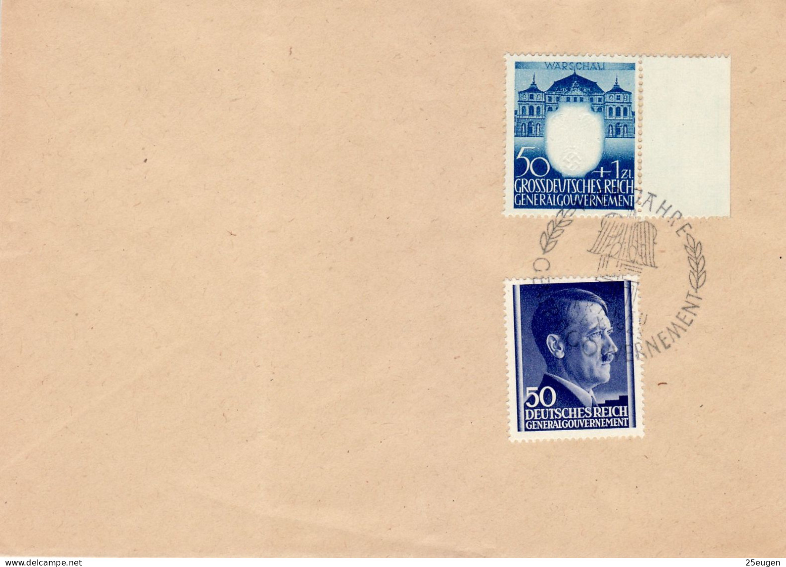 POLAND GENERAL GOVERNMENT 1943 MiNr 110 , 108 ON COVER WITH COMMEMORATIVE POSTMARK - Gouvernement Général