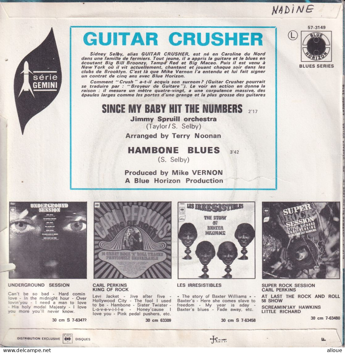 GUITAR CRUSHER - FR SG BLUE HORIZON - SINCE MY BABY HIT THE NUMBER + HAMBONE BLUES - Blues