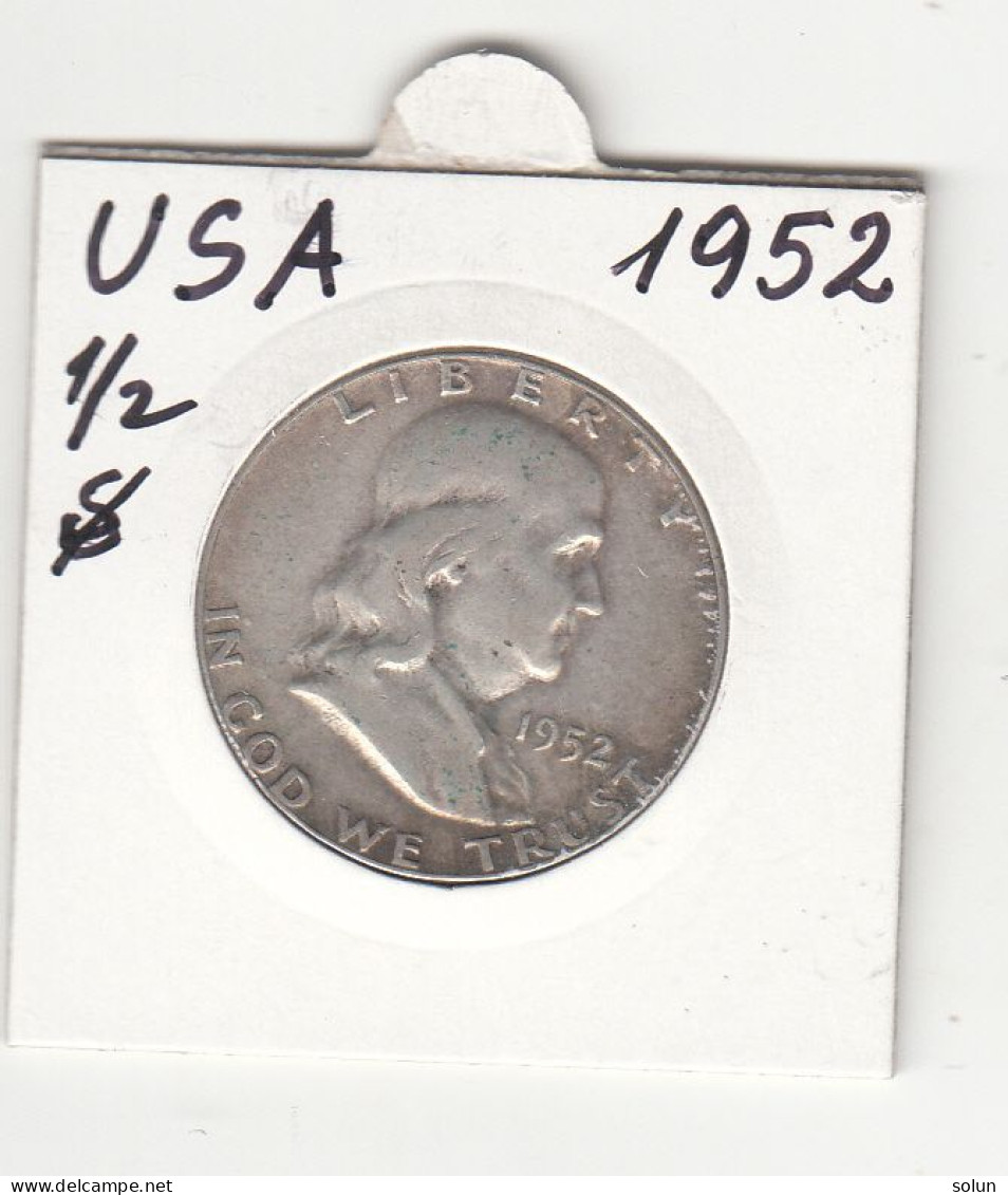 UNITED STATES 1/2 HALF DOLLAR 1952 FRANKLIN SILVER COIN - 1948-1963: Franklin