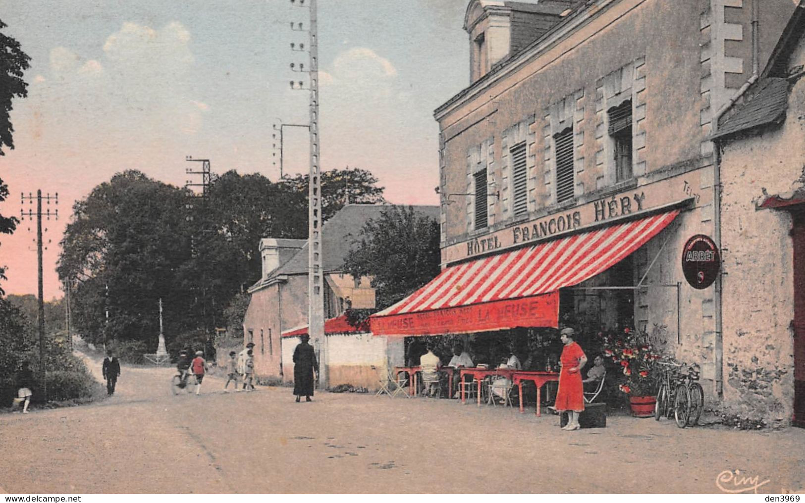 MAUVES-sur-LOIRE (Loire-Atlantique) - Route Du Pont - Hôtel François Héry - Voyagé 1942 (2 Scans) - Mauves-sur-Loire