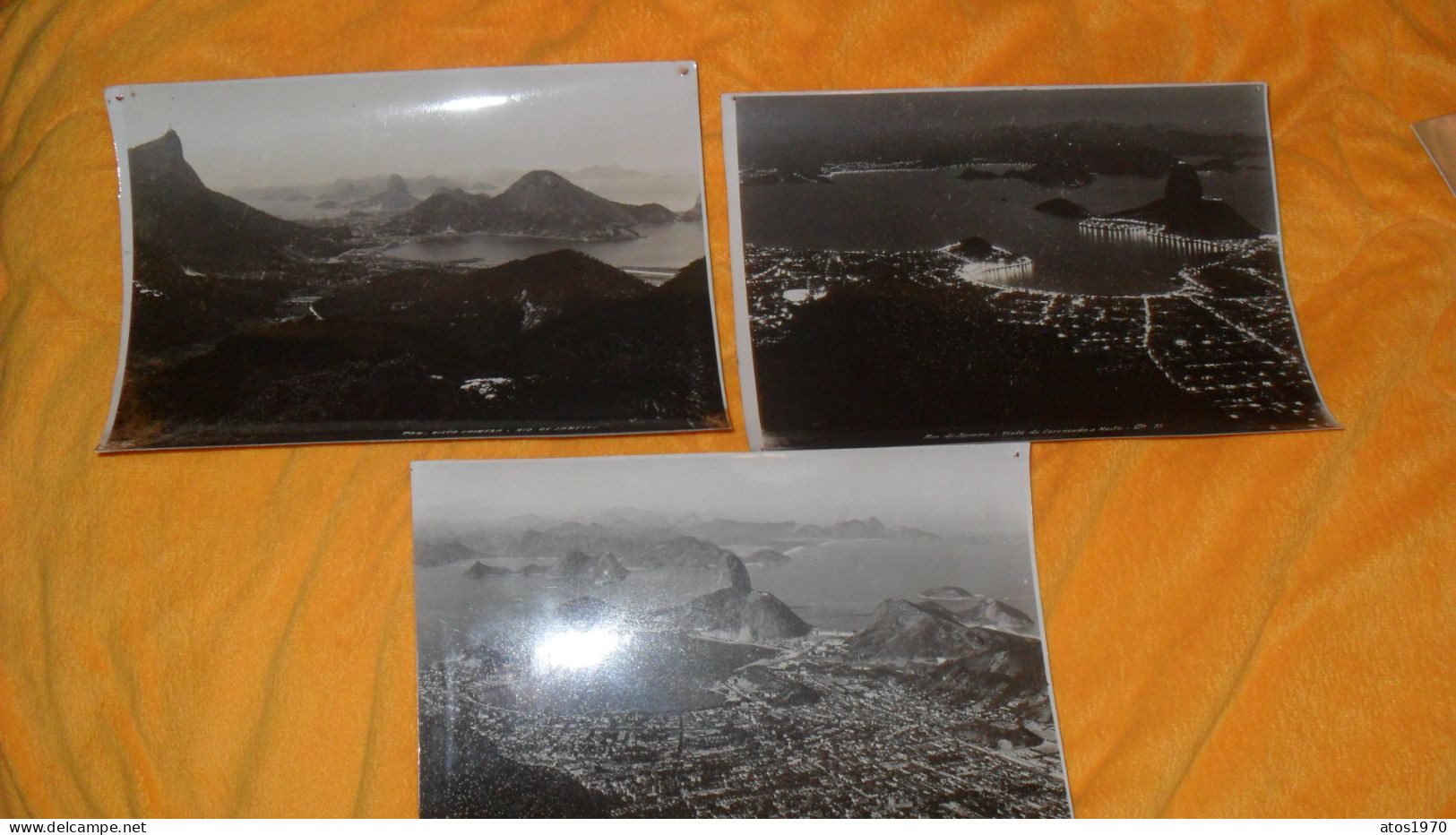 LOT 3 GRANDES PHOTOS ANCIENNES DATE ?../ BRESIL.- RIO DE JANEIRO. VISTA DO CORCOVADO A NOITE, PAN. VISTA CHINEZA ?..RIO - Amérique