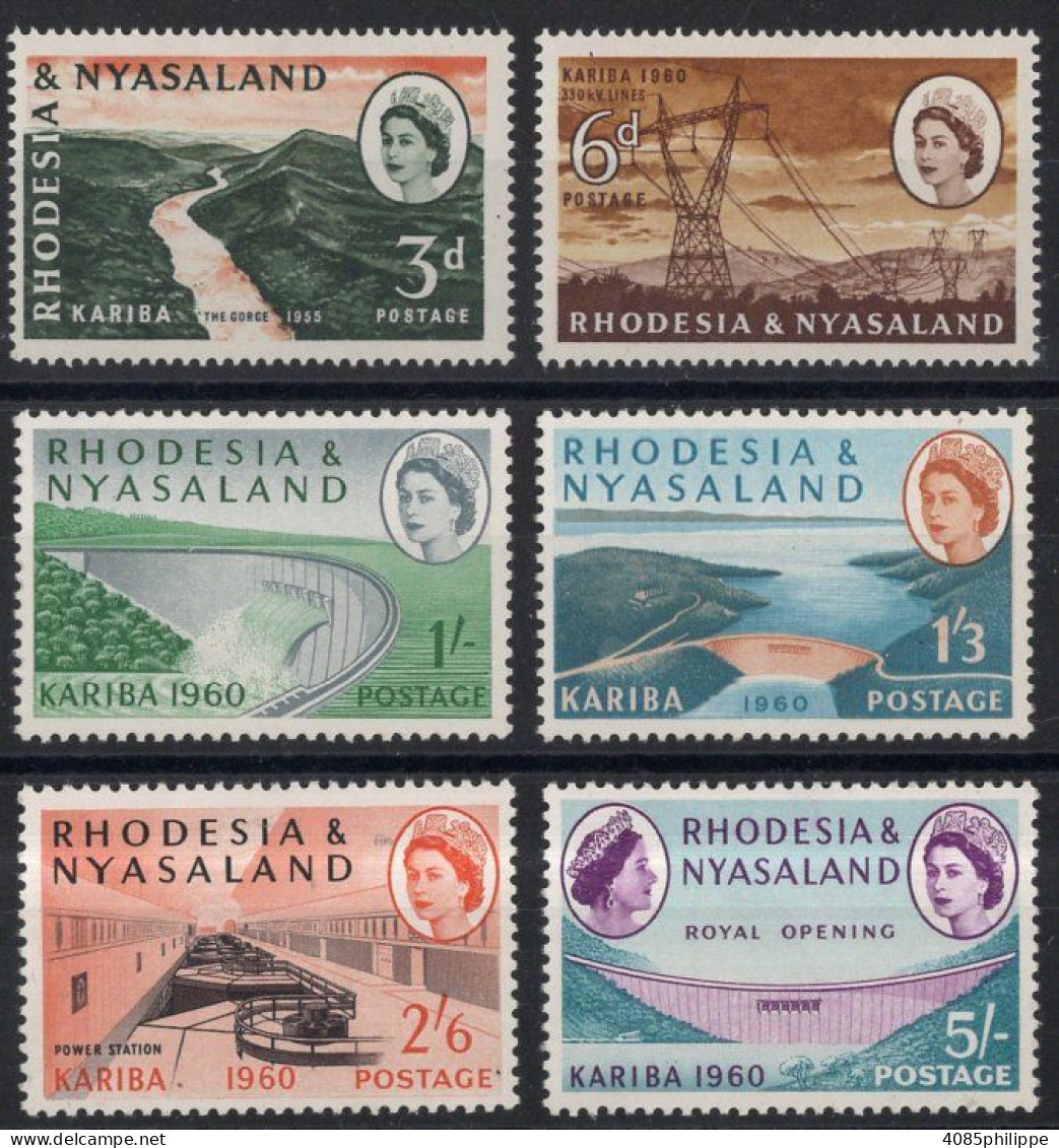 RHODESIE NYASSALAND Timbres-Poste N°33* à 38* Neufs Charnières TB Cote : 42.50€ - Rhodesië & Nyasaland (1954-1963)
