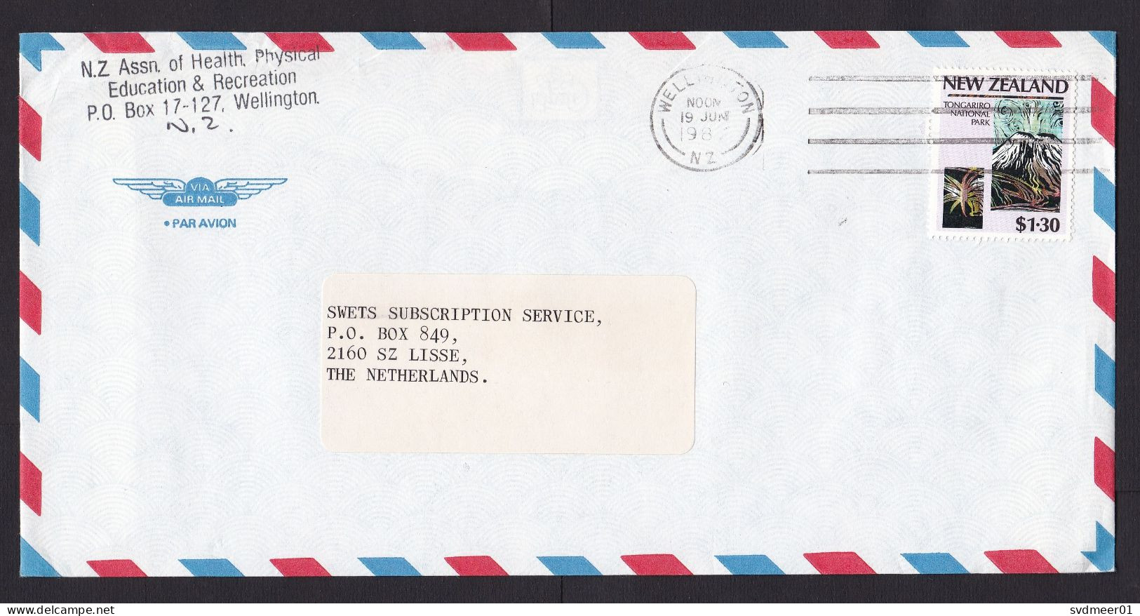 New Zealand: Airmail Cover To Netherlands, 1987, 1 Stamp, Volcano (minor Creases) - Storia Postale