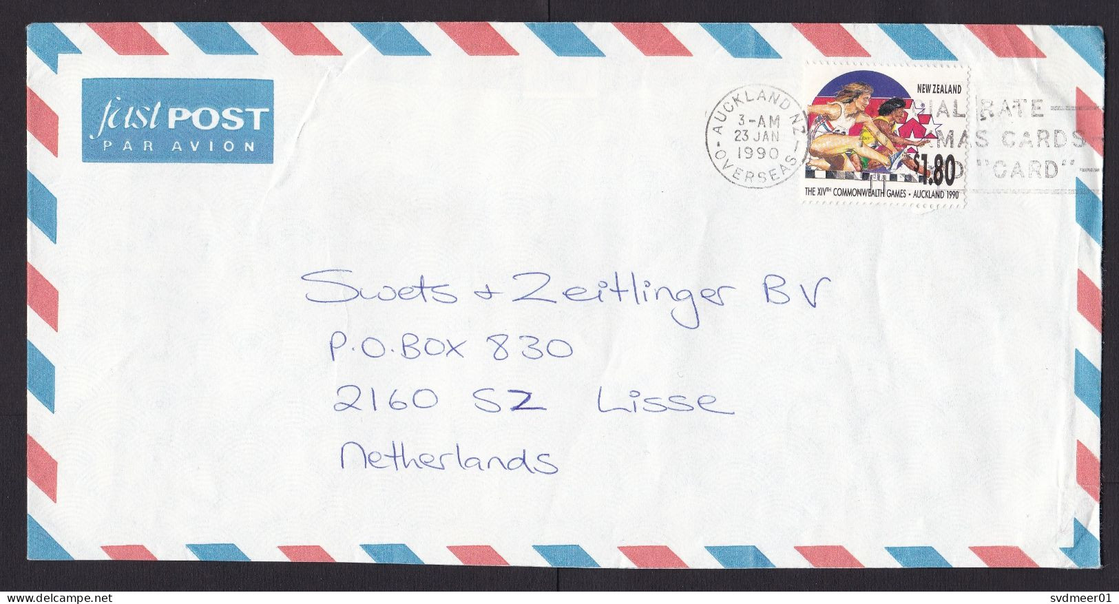 New Zealand: Airmail Cover To Netherlands, 1990, 1 Stamp, Athletics, Games, Sports (creases) - Storia Postale