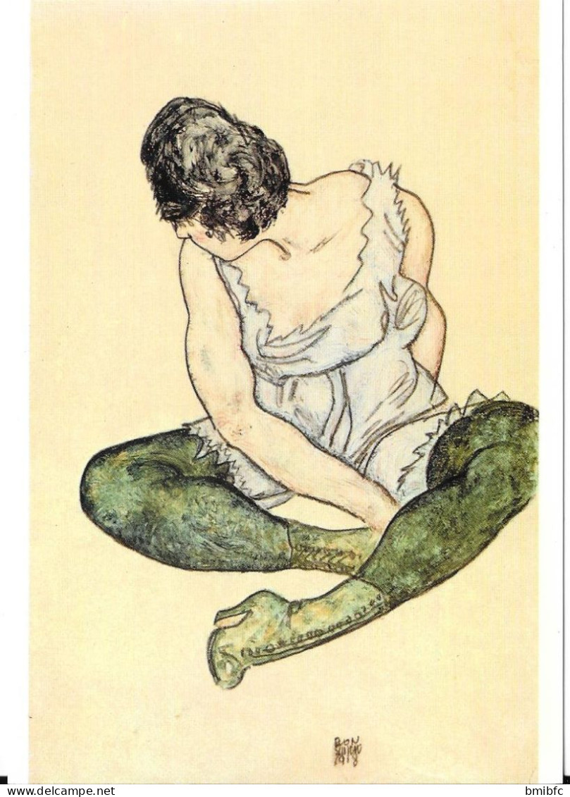 Egon Schiele - Femme Assise Aux Bas Verts - Schiele