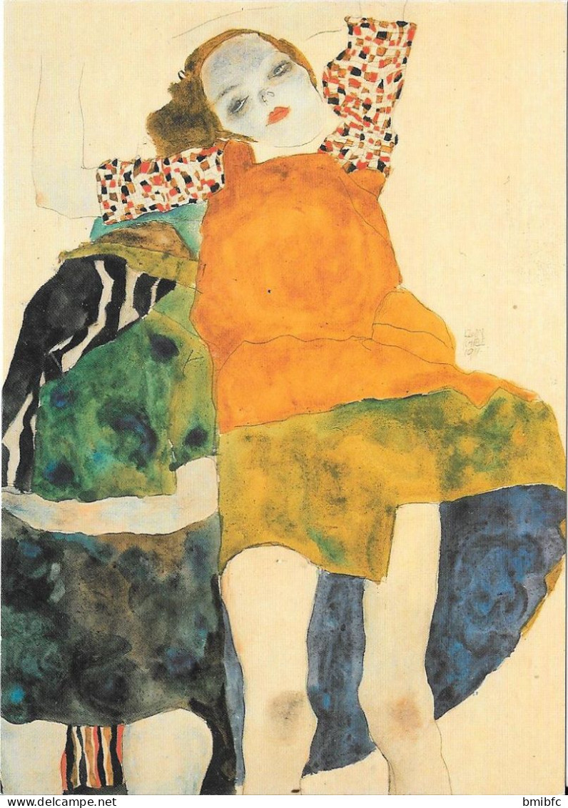 Egon Schiele - Deux Filles Assises - Schiele