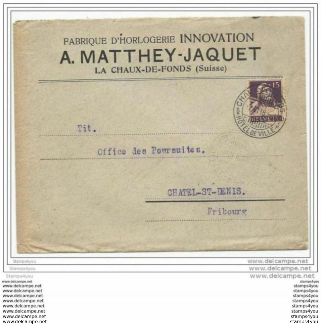 51 - 69 - Enveloppe Envoyée De  LA Chaux-de-Fonds 1918 - Horlogerie