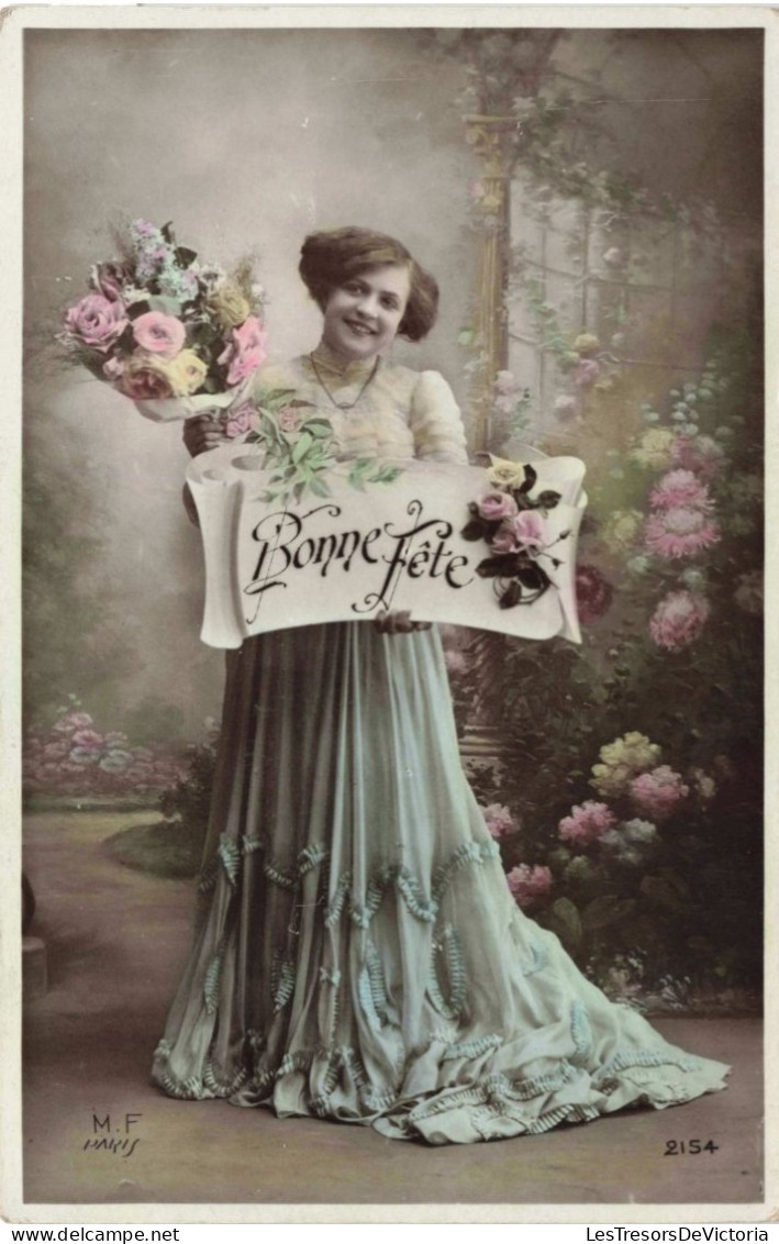 FETE - Bonne Fête - Jeune Femme - Colorisé - Carte Postale Ancienne - Mother's Day
