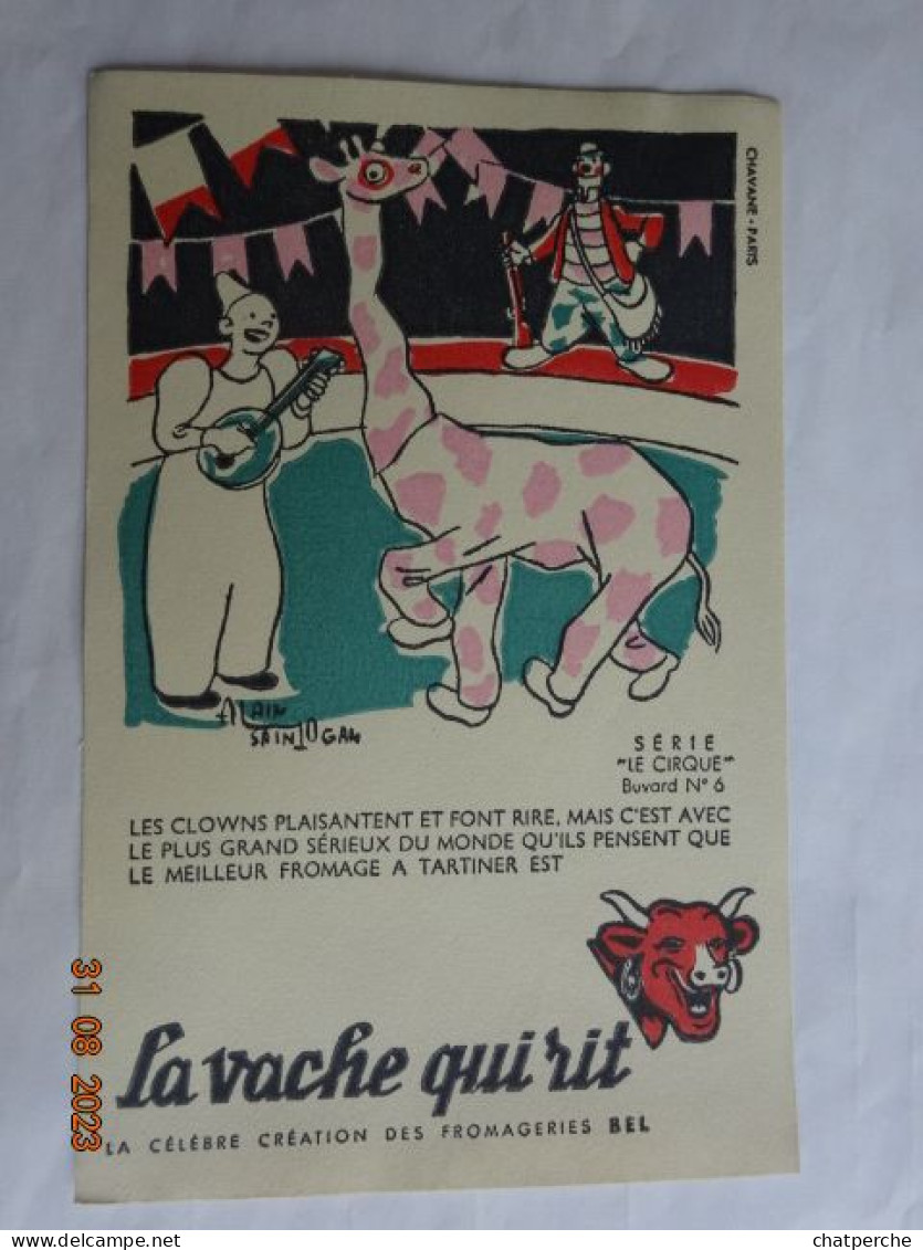 BUVARD BLOTTING PAPER  LA VACHE QUI RIT  FROMAGE LOT DE 10 BUVARDS SERIE LE CIRQUE - Leche