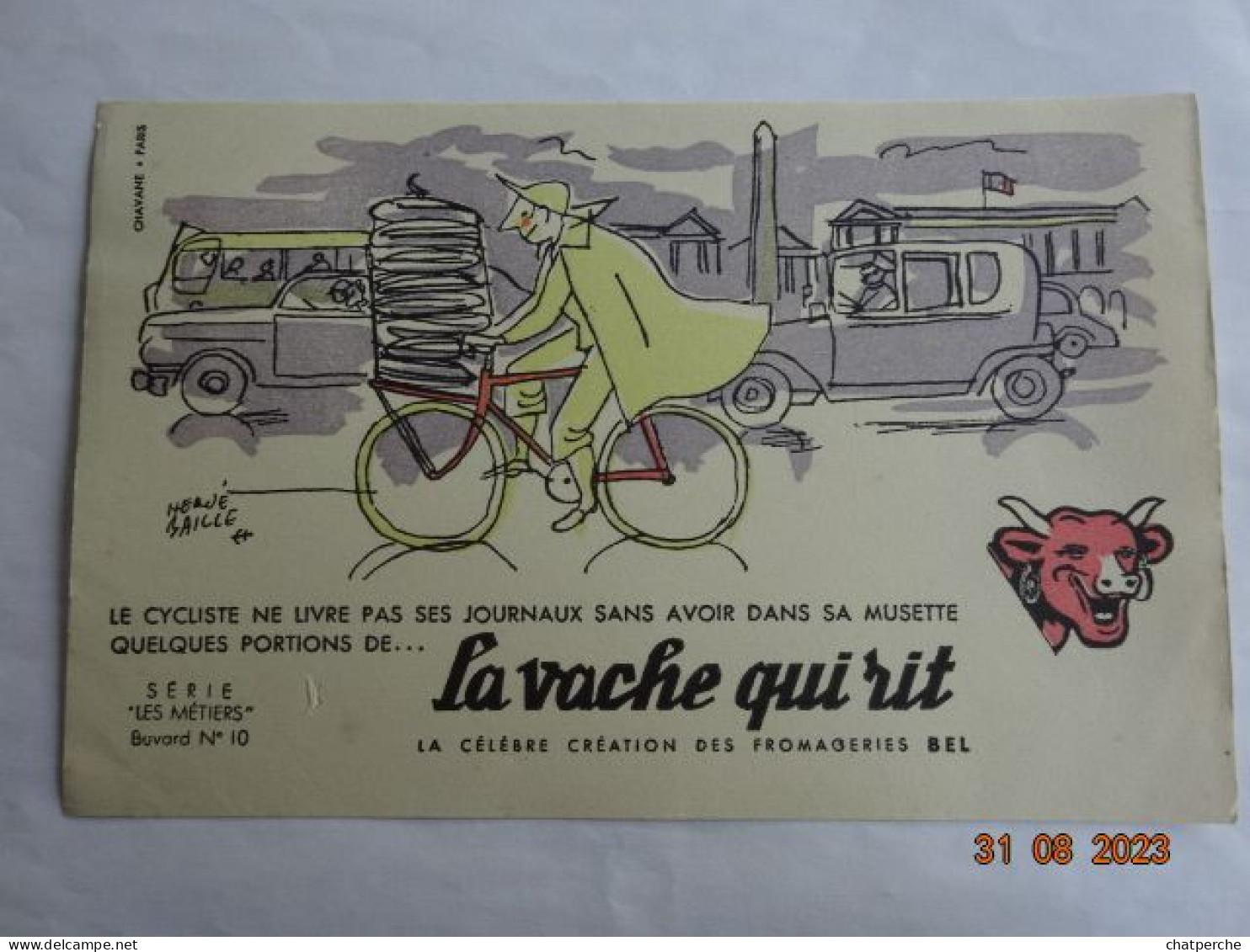 BUVARD BLOTTING PAPER  LA VACHE QUI RIT  FROMAGE LOT DE 7 BUVARDS SERIE LES METIERS N° 4 A 10