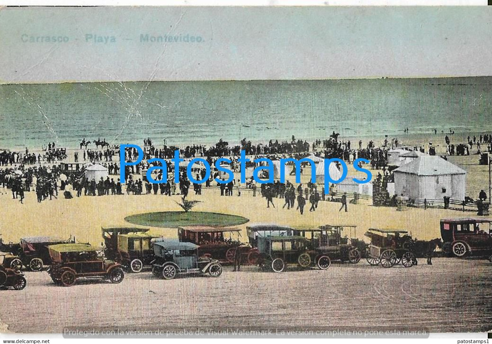 212846 URUGUAY CARRASCO BEACH PLAYA VIEW PARTIAL POSTAL POSTCARD - Uruguay