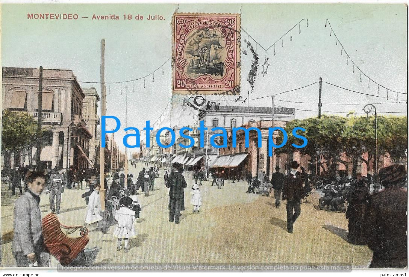 212856 URUGUAY MONTEVIDEO AVENIDA 18 DE JULIO BREAK POSTAL POSTCARD - Uruguay