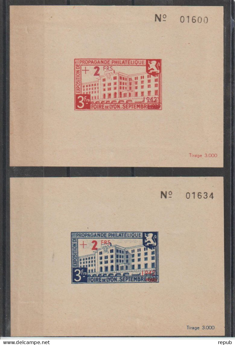 Vignettes Neuves Trace De Charnières Expo Propagande Philatélique Lyon 1942 - Briefmarkenmessen