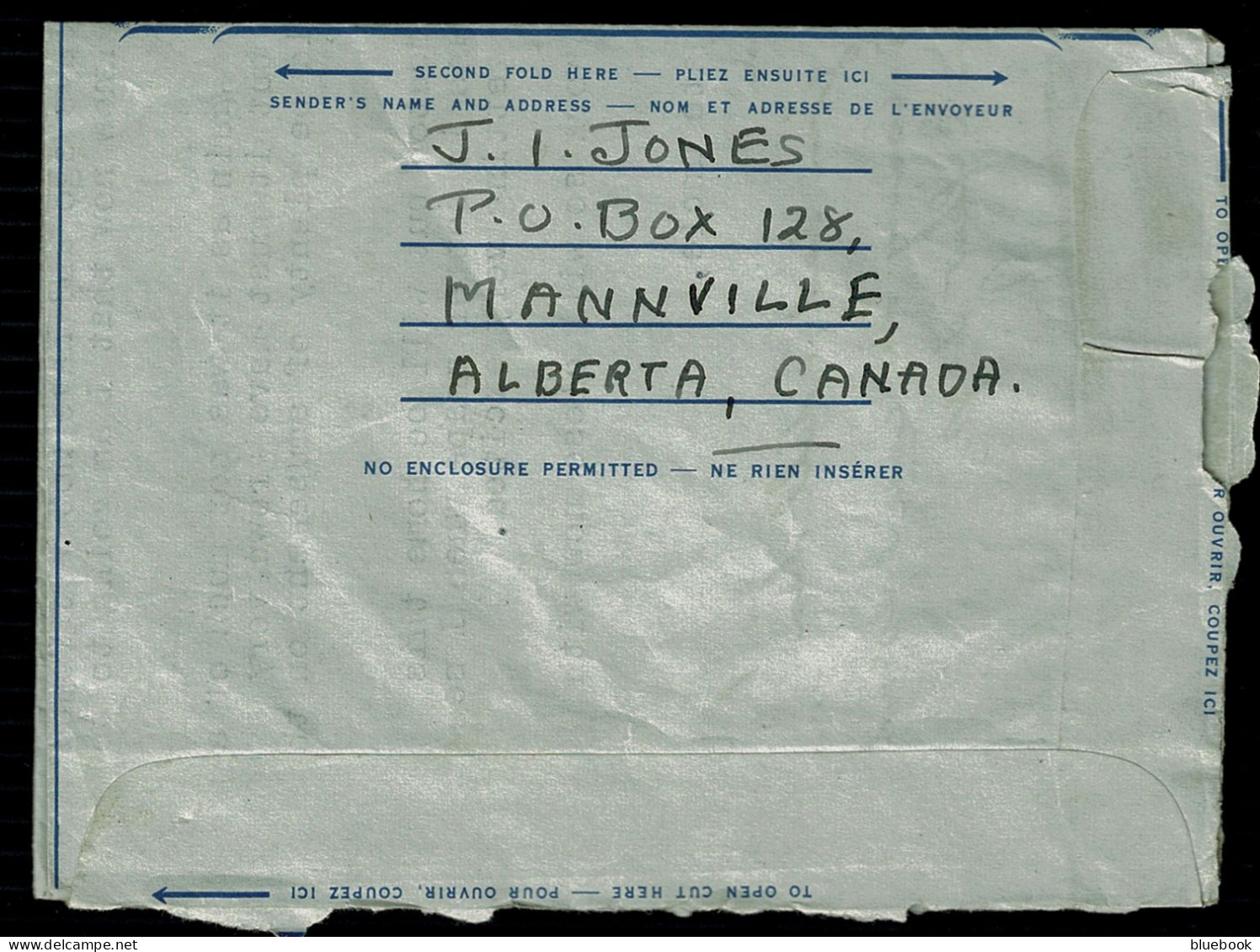 Ref 1630 - 1954 Canada 10c Aerogramme - Small Village - Mannville Alberta To Canvey Isle UK - Briefe U. Dokumente