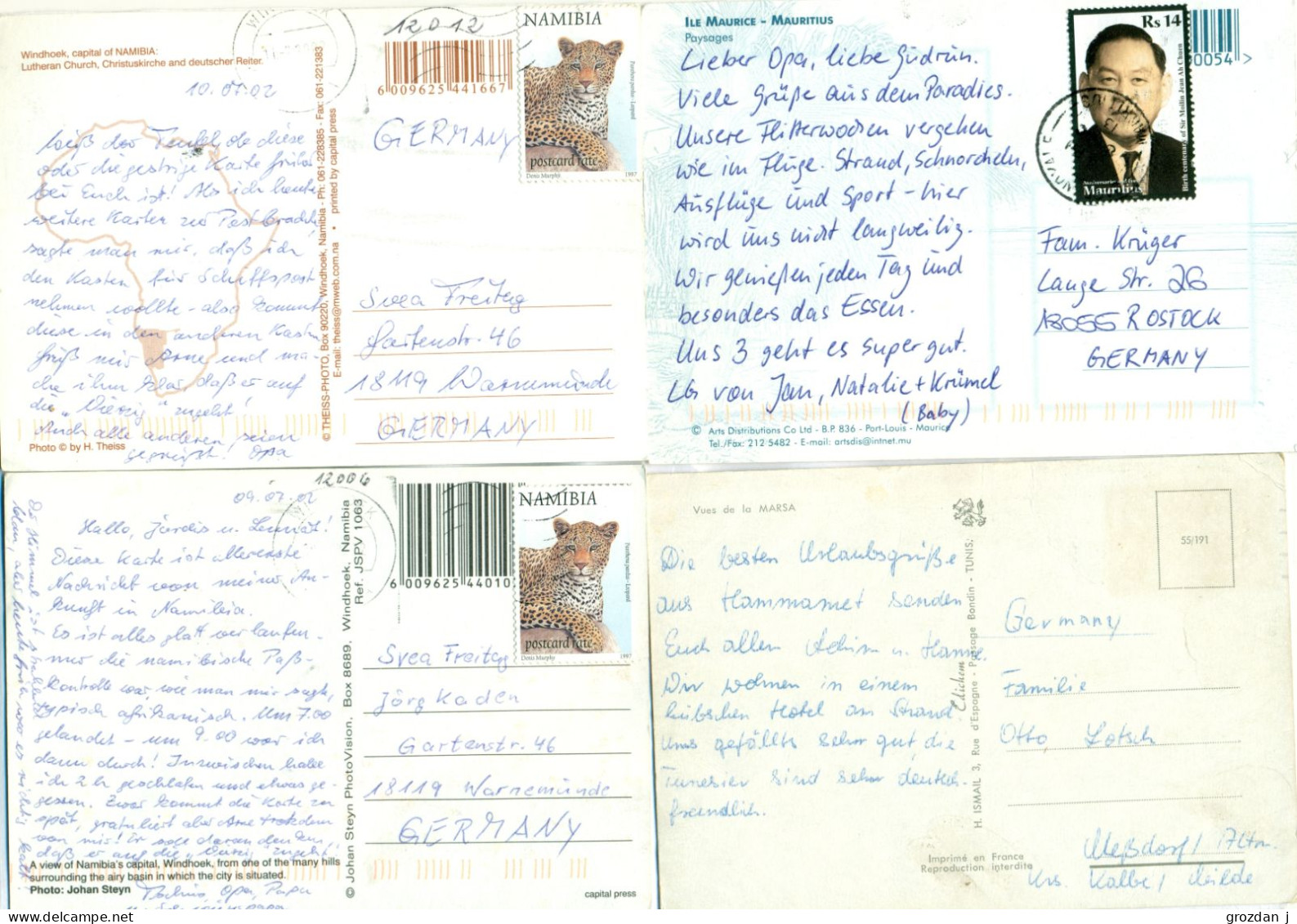 Lot No 28, 9 Modern Postcards, Namibia, Mauritius, Tunis, Morocco, FREE REGISTERED SHIPPING - Sammlungen & Sammellose