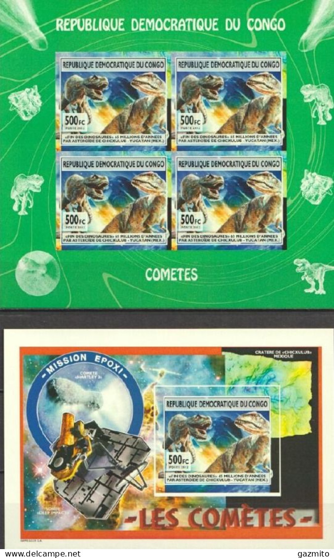 Congo Ex Zaire 2013, Space, Dinosaurs, Satellites, Comets, 4val In BF +BF IMPERFORATED - Afrique