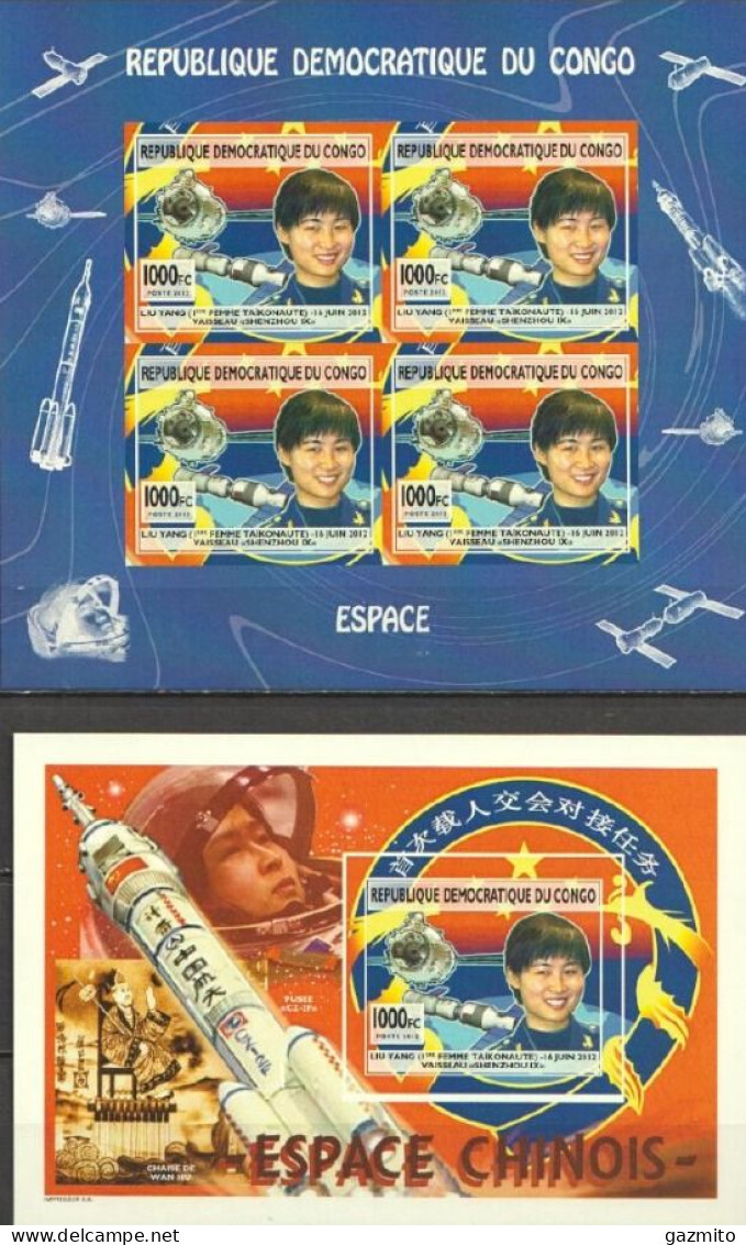 Congo Ex Zaire 2013, Space, Chinese Cosmonauts, 4val In BF +BF IMPERFORATED - Africa