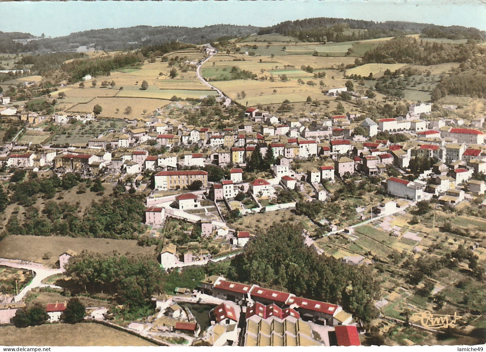 COURS (Rhône) Vue Générale CPSM Colorisée - Cours-la-Ville