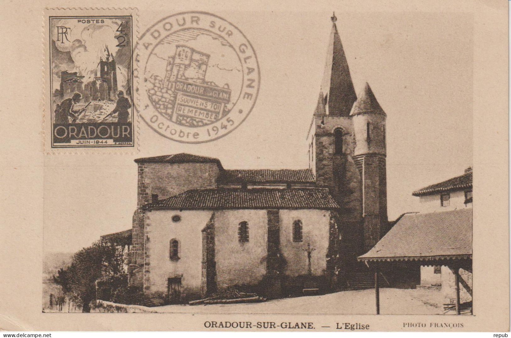 France Carte Maximum 1945 Oradour Sur Glane 742 - 1940-1949