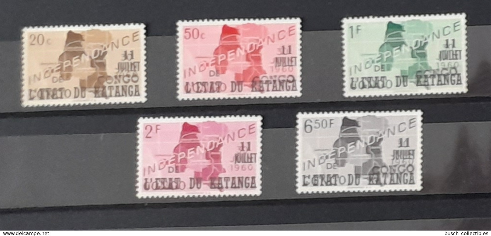 Congo Katanga 1961 COB 1 - 5 Emission Locale Indépendance Surcharge Overprint Albertville - Katanga