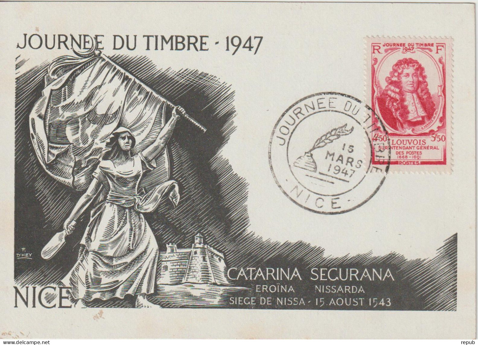 France Carte Maximum Journée Du Timbre 1947 Nice 779 - 1940-1949