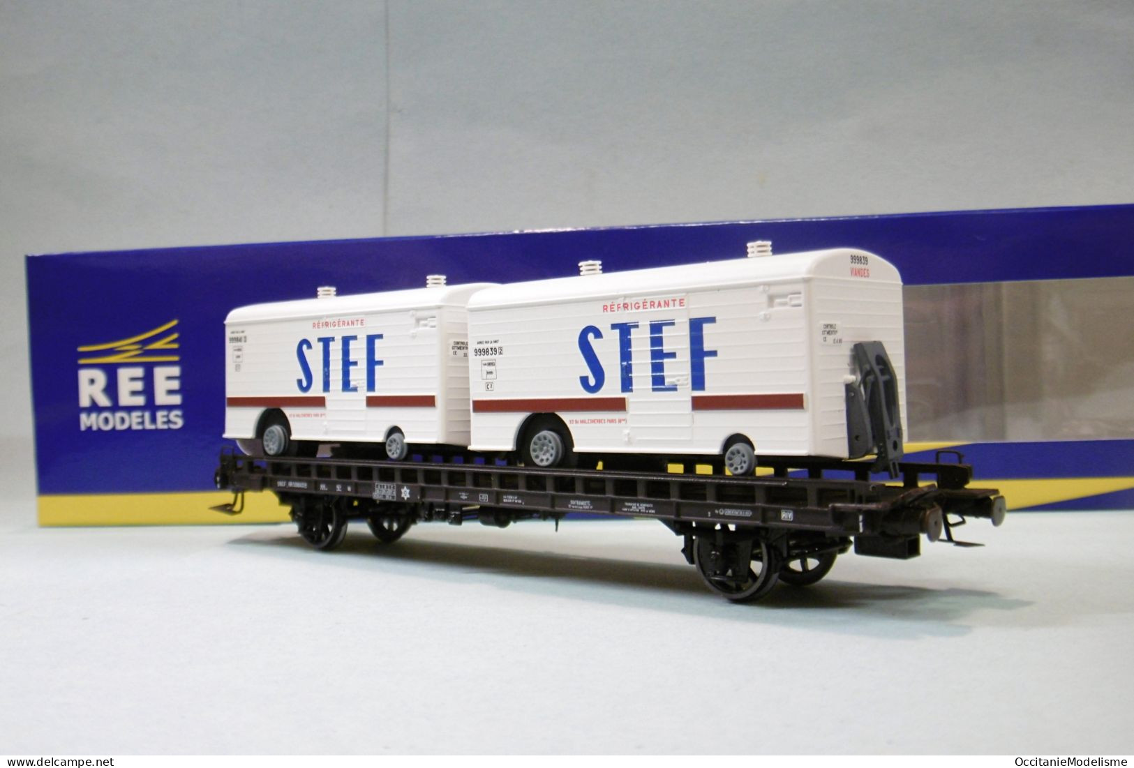 REE - WAGON UFR Biporteur STEF SNCF Ep. III Réf. WB-636 Neuf NBO HO 1/87 - Wagons Marchandises