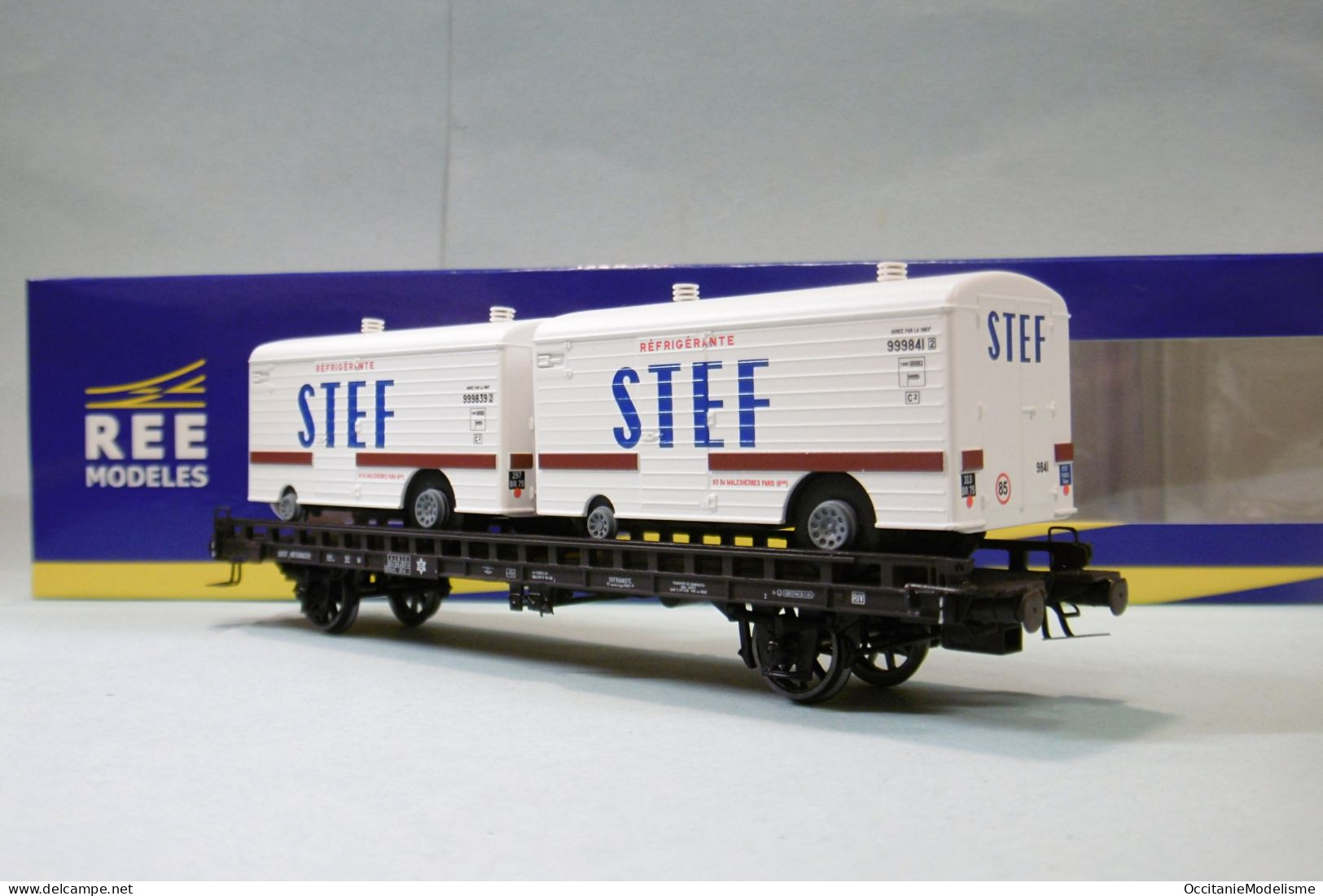 REE - WAGON UFR Biporteur STEF SNCF Ep. III Réf. WB-636 Neuf NBO HO 1/87 - Vagoni Merci