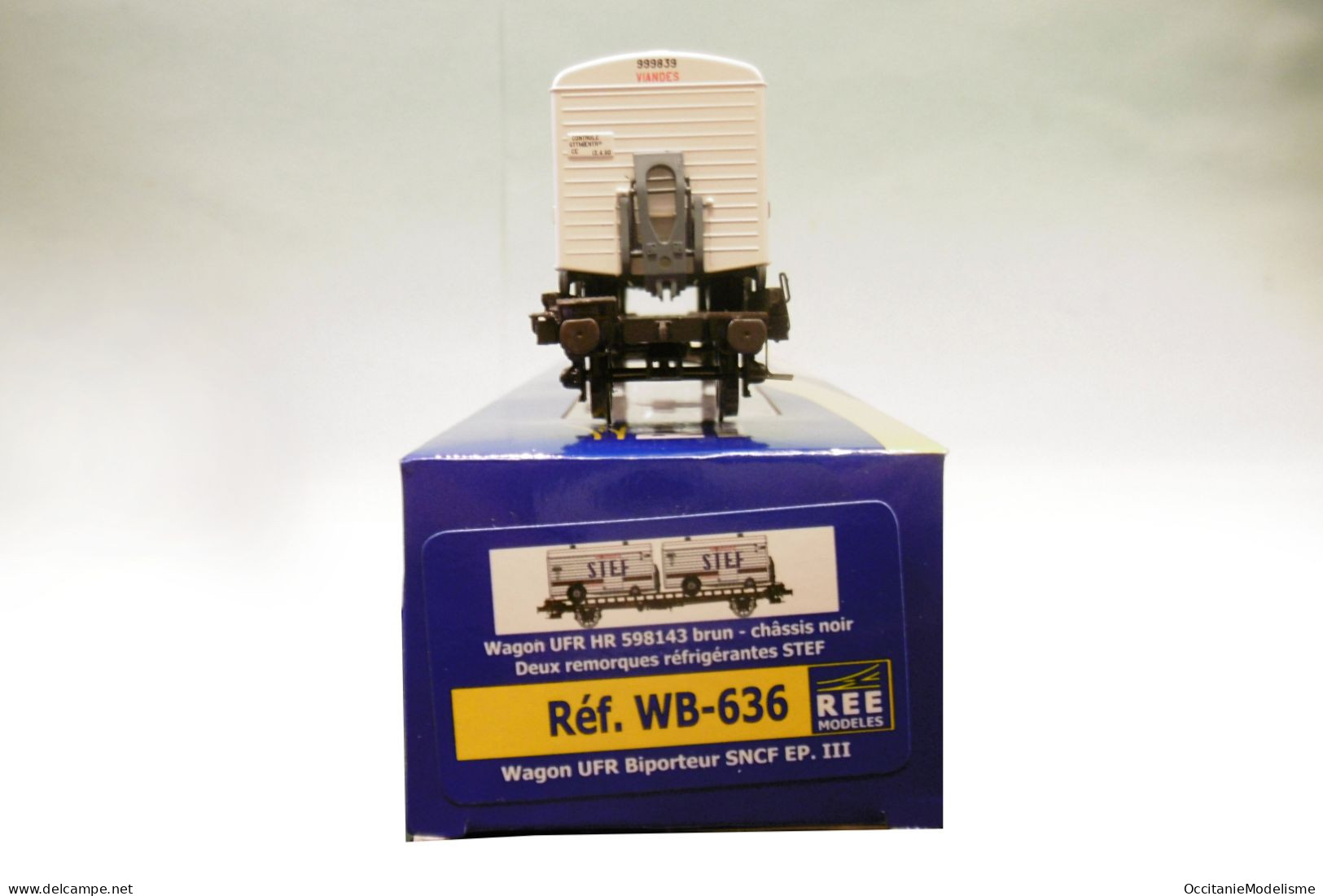 REE - WAGON UFR Biporteur STEF SNCF Ep. III Réf. WB-636 Neuf NBO HO 1/87 - Wagons Marchandises