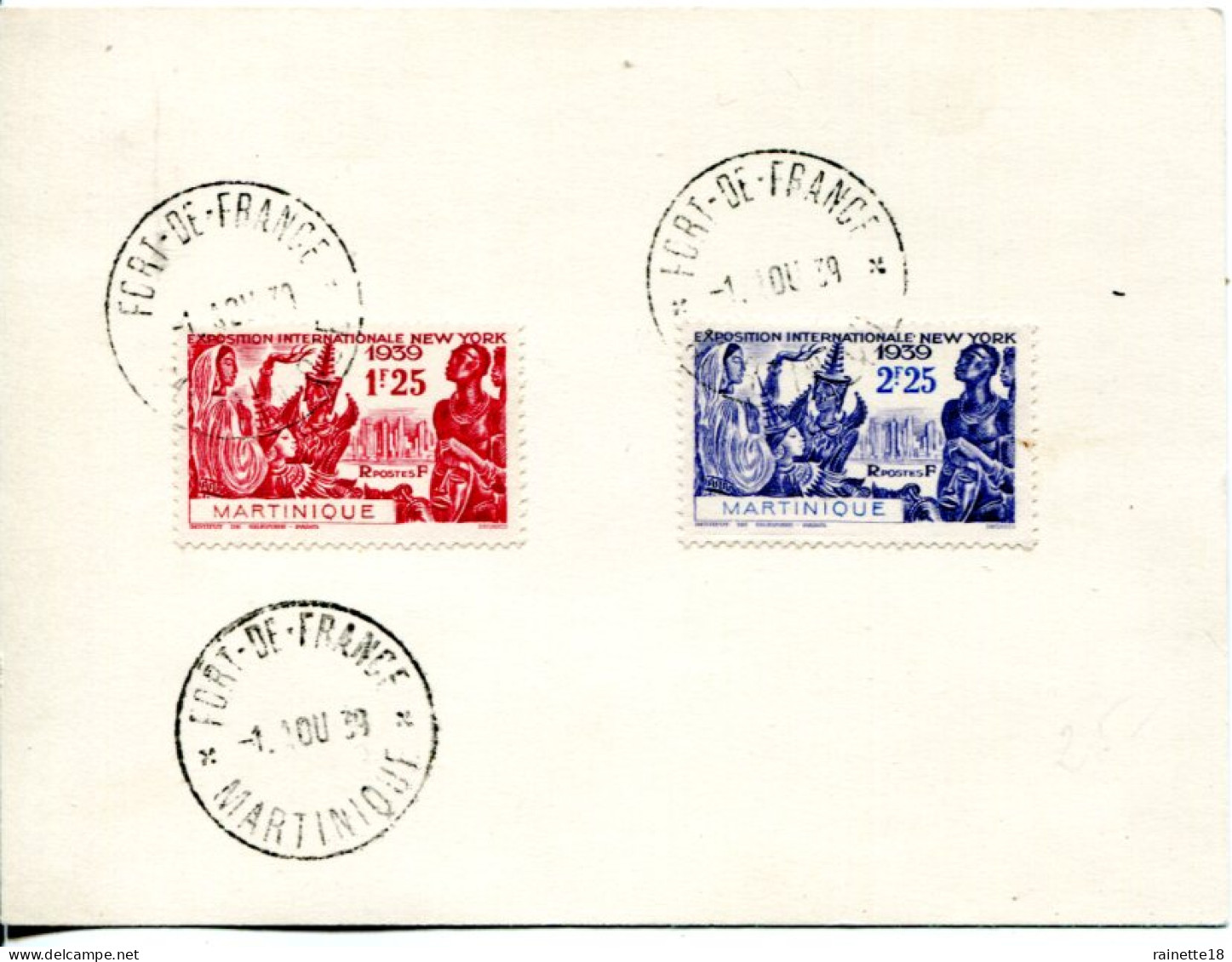 Martinique      168/169 Oblitérés Sur Plaque Cartonnée, Cachet De Fort De France - Used Stamps