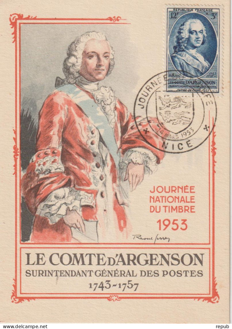 France Carte Maximum 1953 Journée Du Timbre Nice 940 - 1950-1959