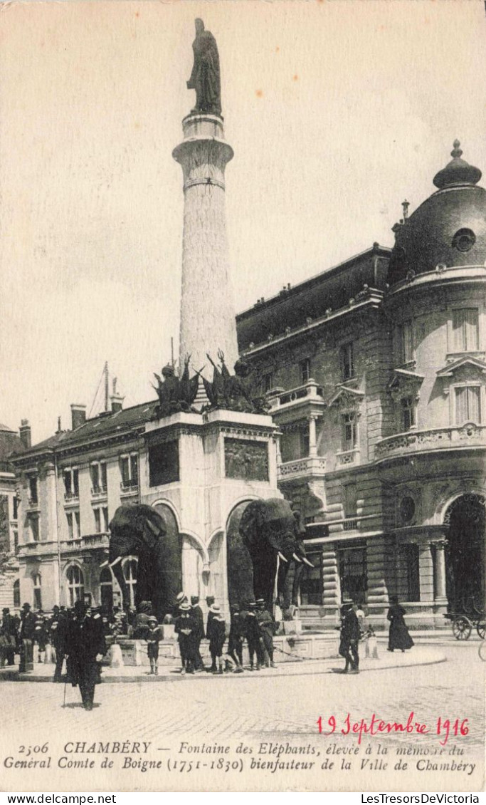 FRANCE - CHAMBERY - Fontaine Des Elephants, Elevée à La Mémoire Du Genéral ... - Animé - Carte Postale Ancienne - Chambery