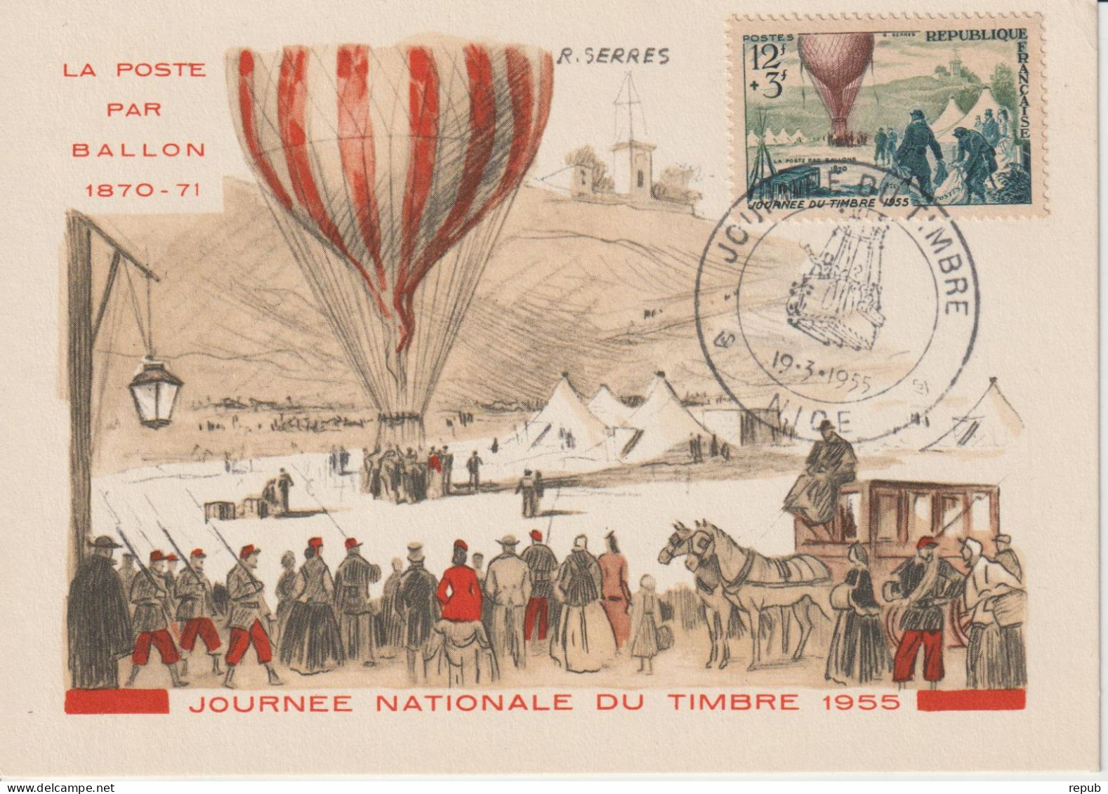 France Carte Maximum 1955 Journée Du Timbre Nice 1018 - 1950-1959