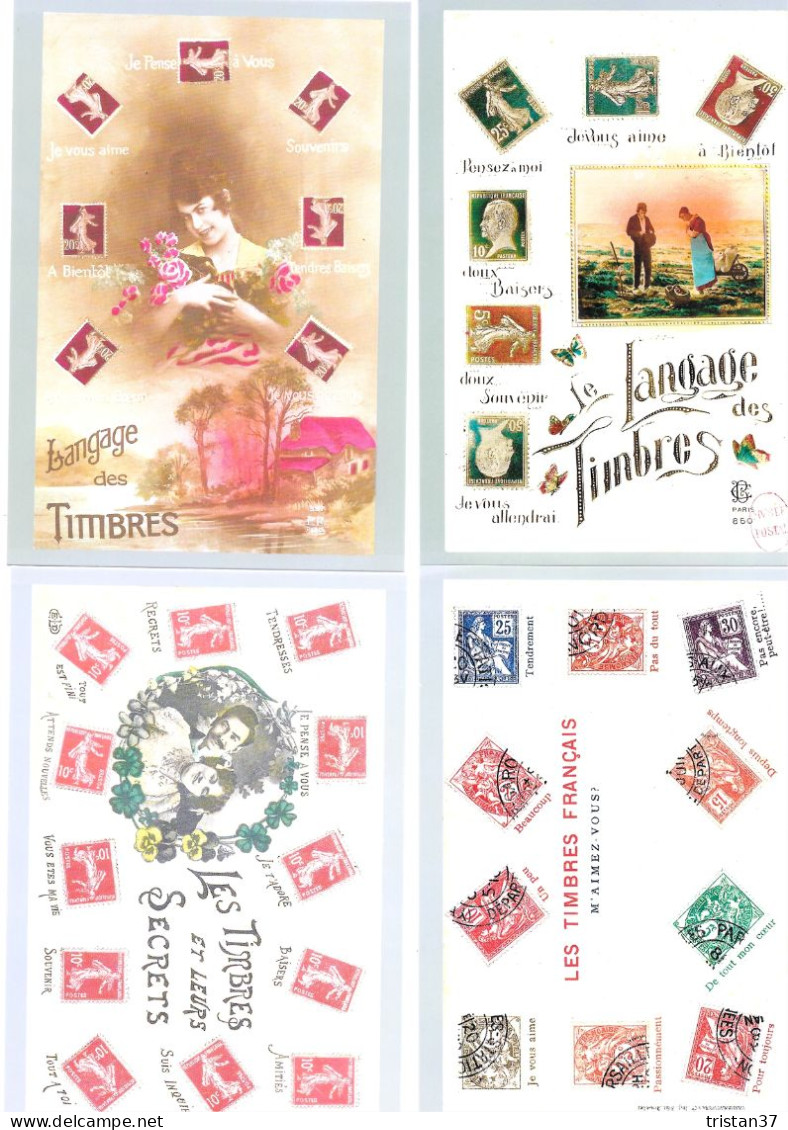 France - 2020 - Le Langage Des Timbres - 4 Cartes Différentes - Prêts-à-poster:Stamped On Demand & Semi-official Overprinting (1995-...)