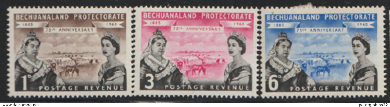 Bechuanaland Protectorate 1960   SG 154-6 Anniversary  Mounted Mint - 1885-1964 Bechuanaland Protettorato