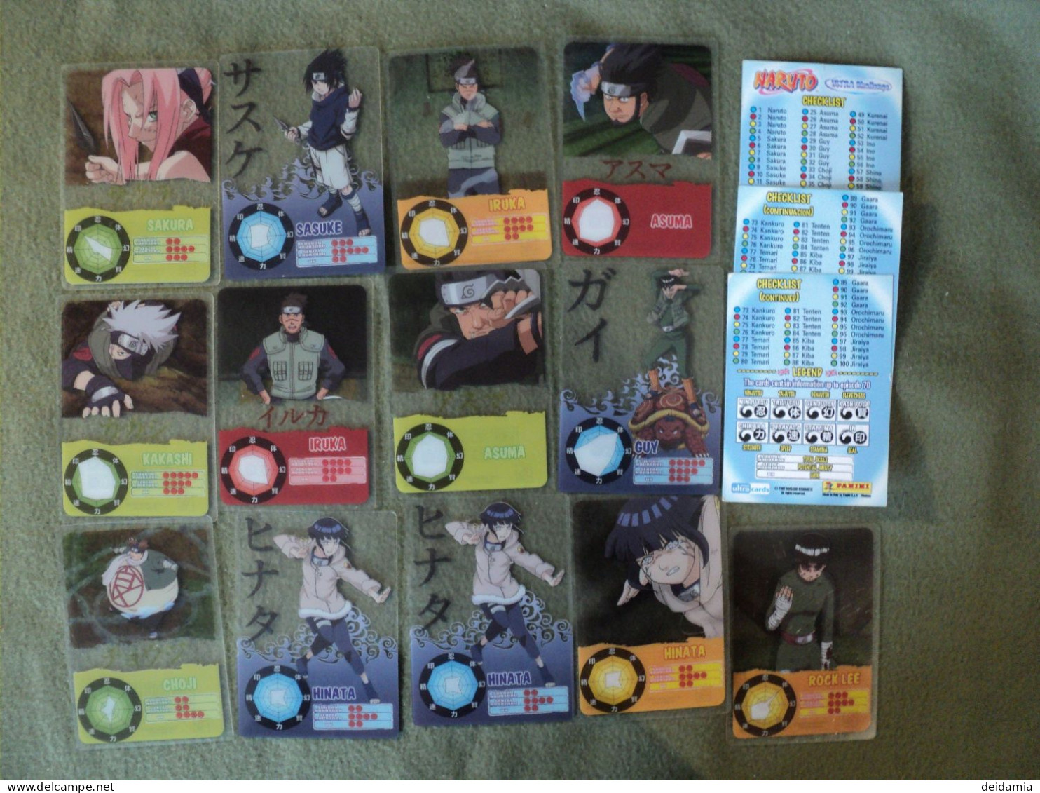 LOT DE 13 CARTES NARUTO PANINI. 2002 1 SEULE EN DOUBLE. - Productos Derivados