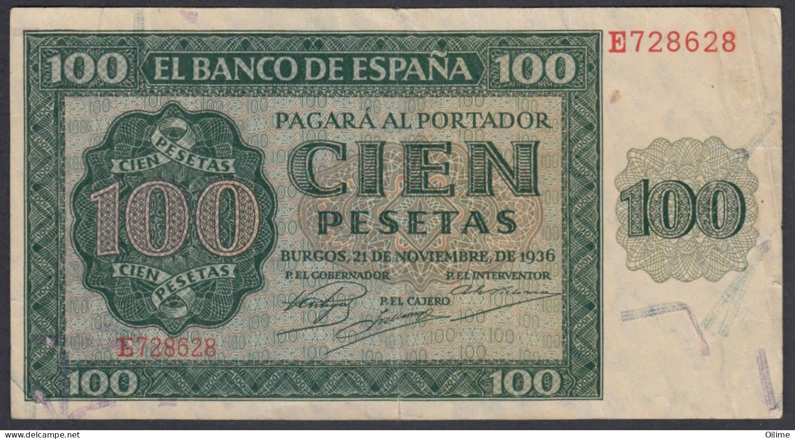 BILLETE DE 100 PESETAS DE 1936. EDIFIL 421a SERIE E. MBC+ - 100 Peseten