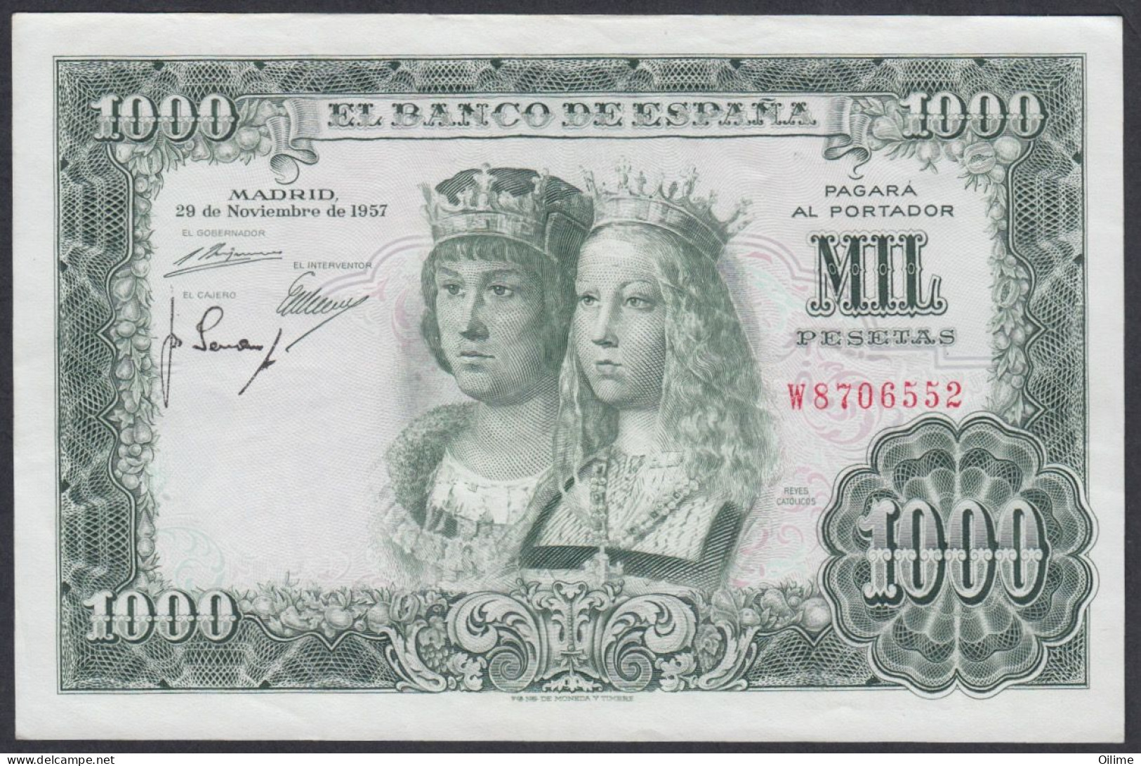 BILLETE DE 1000 PESETAS DE 1957. PICK 149 SERIE W. SC - 100 Pesetas