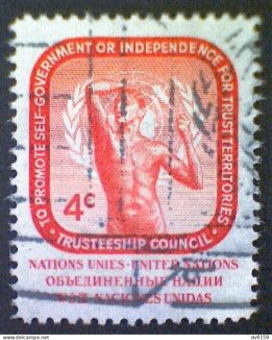 United Nations, Scott #73, Used(o),1959,Age Of Bronze, 4¢, Bright Red - Used Stamps