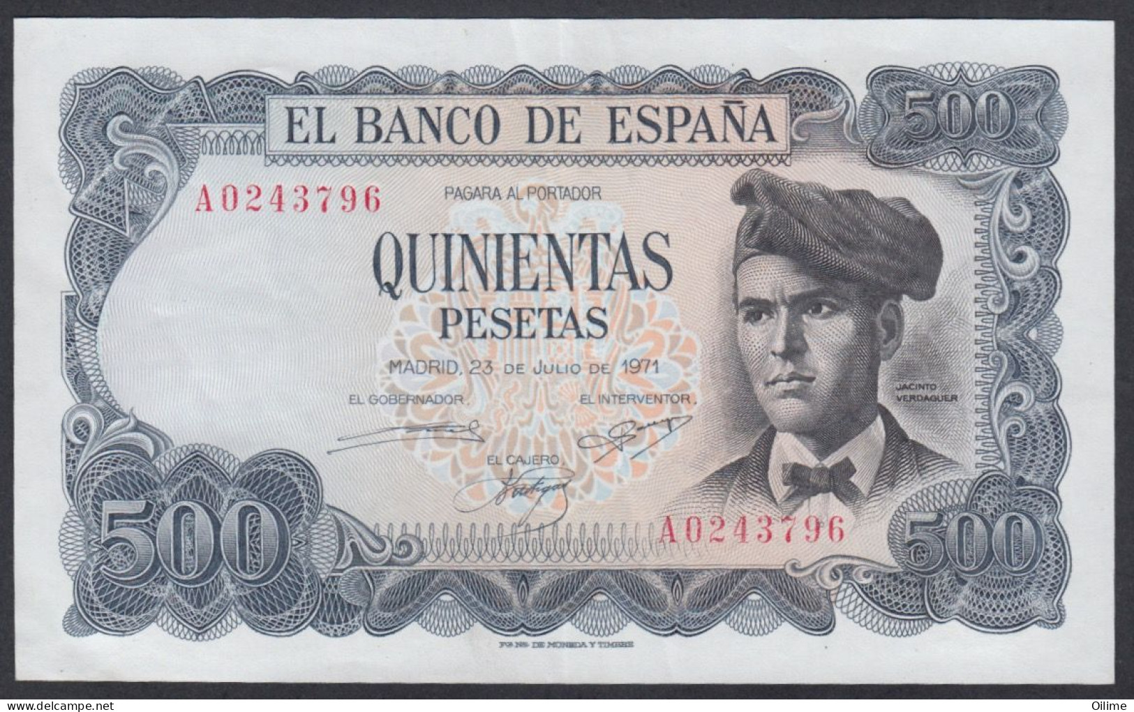 BILLETE DE 500 PESETAS DE 1971. PICK 153 SERIE A. EBC - 100 Pesetas