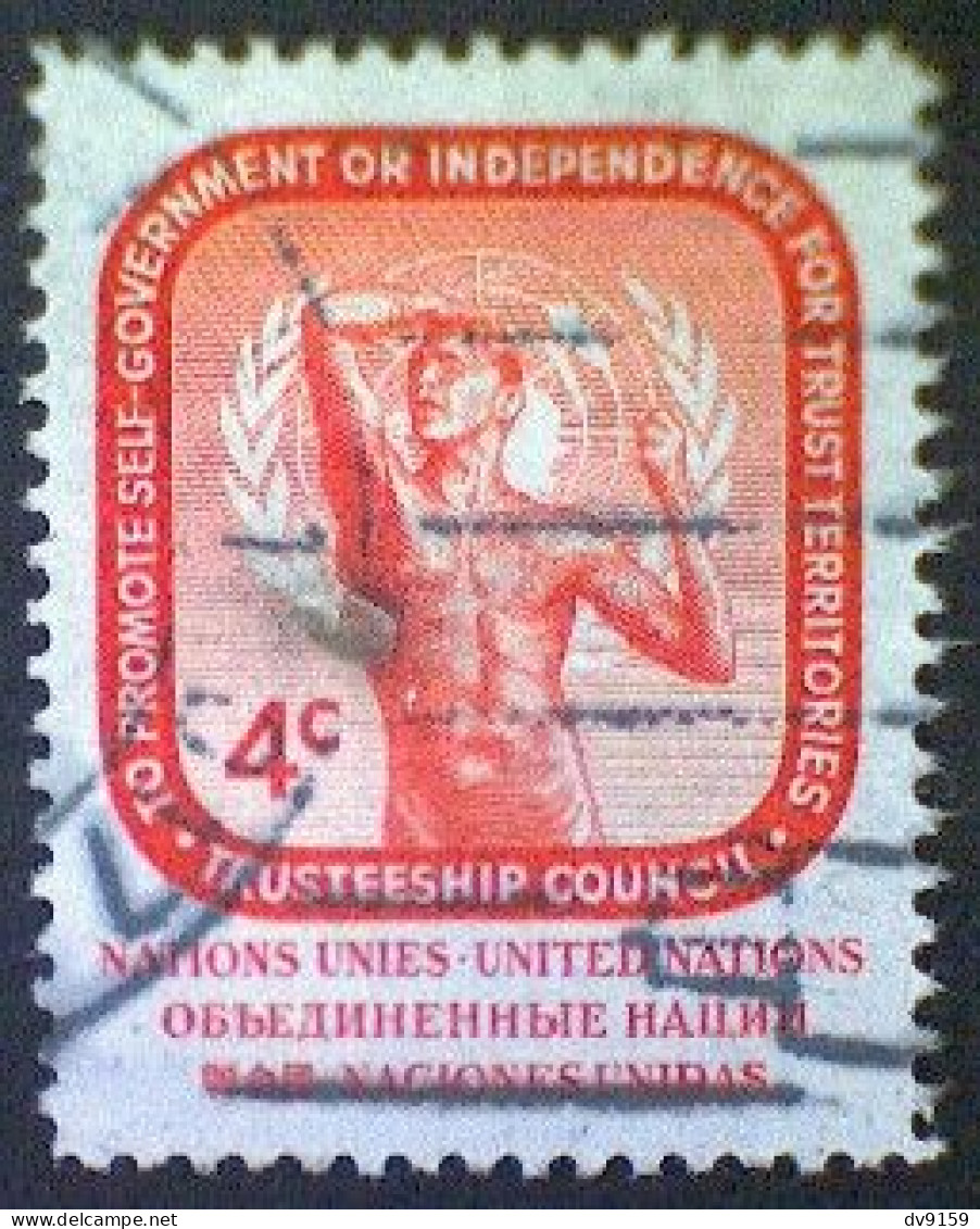 United Nations, Scott #73, Used(o),1959,Age Of Bronze, 4¢, Bright Red - Gebruikt