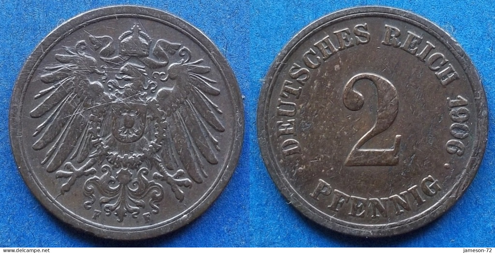 GERMANY - 2 Pfennig 1906 F KM# 16 Empire (1871-1918) - Edelweiss Coins - 2 Pfennig