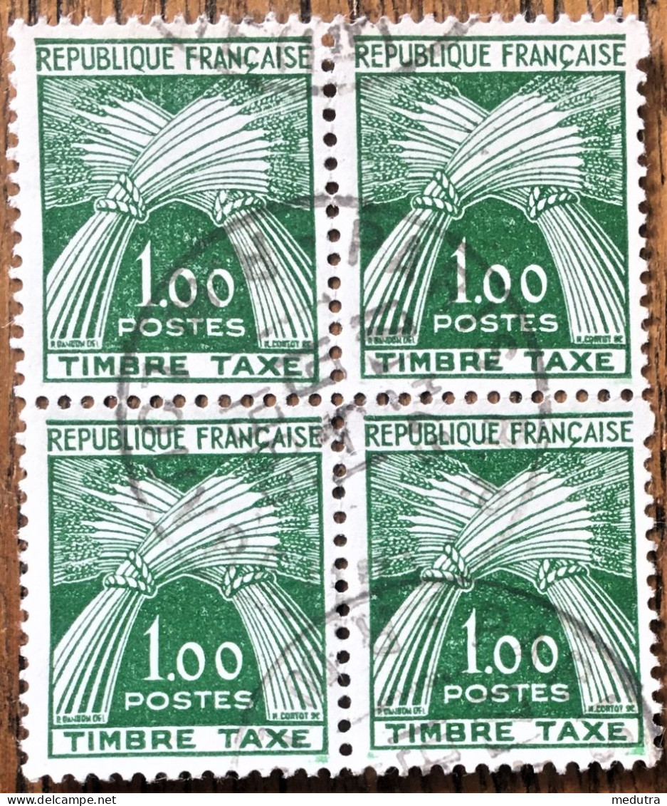 France 1960 Timbre Taxe N°94 En Bloc Oblitéré De 4 Timbres - 1960-.... Afgestempeld