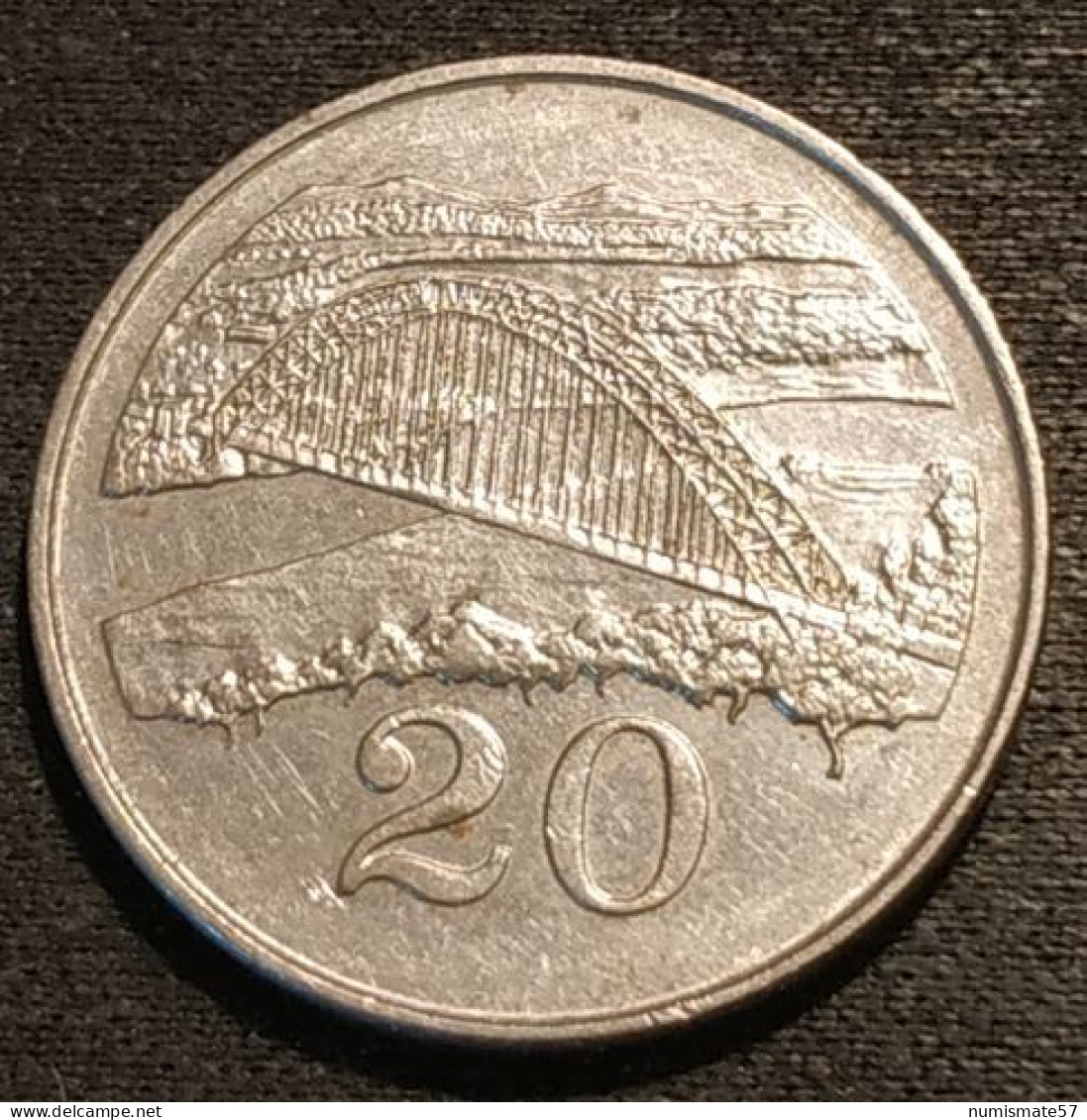 ZIMBABWE - 20 CENTS 1980 - Birchenough Bridge Sur La Rivière Sabi - KM 4 - Zimbabwe