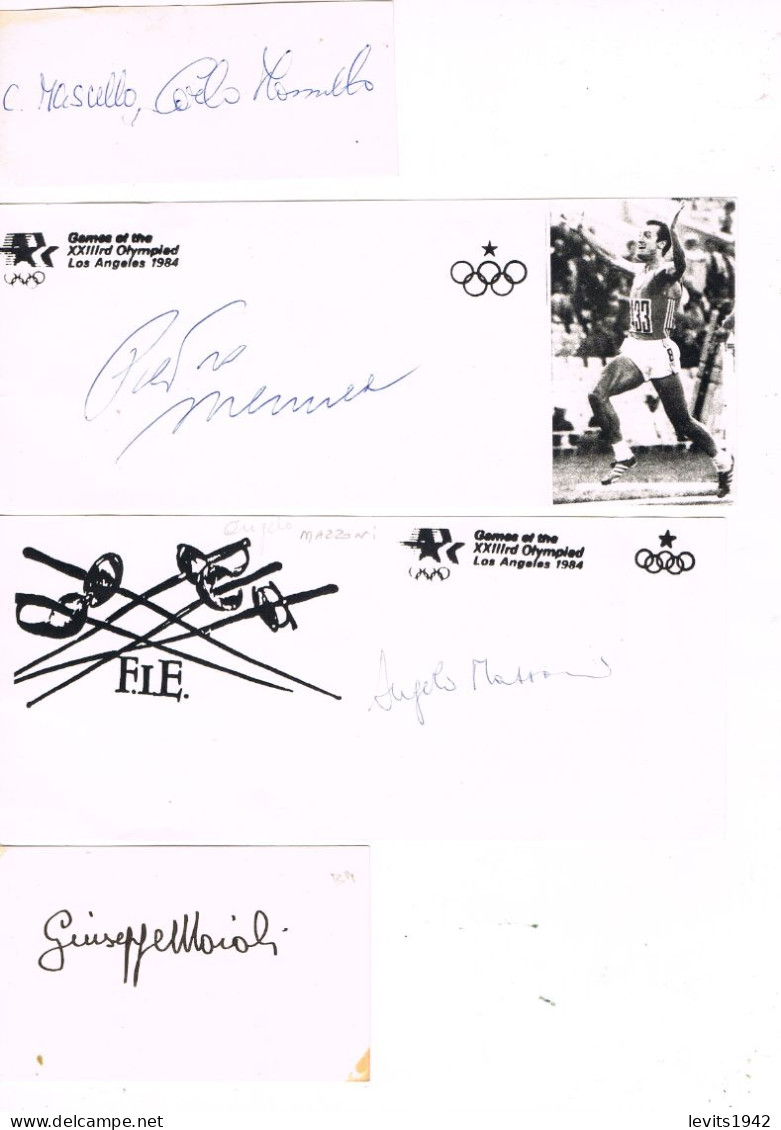 JEUX OLYMPIQUES - 4 AUTOGRAPHES DE MEDAILLES OLYMPIQUES - CONCURRENTS D'ITALIE  - - Autogramme