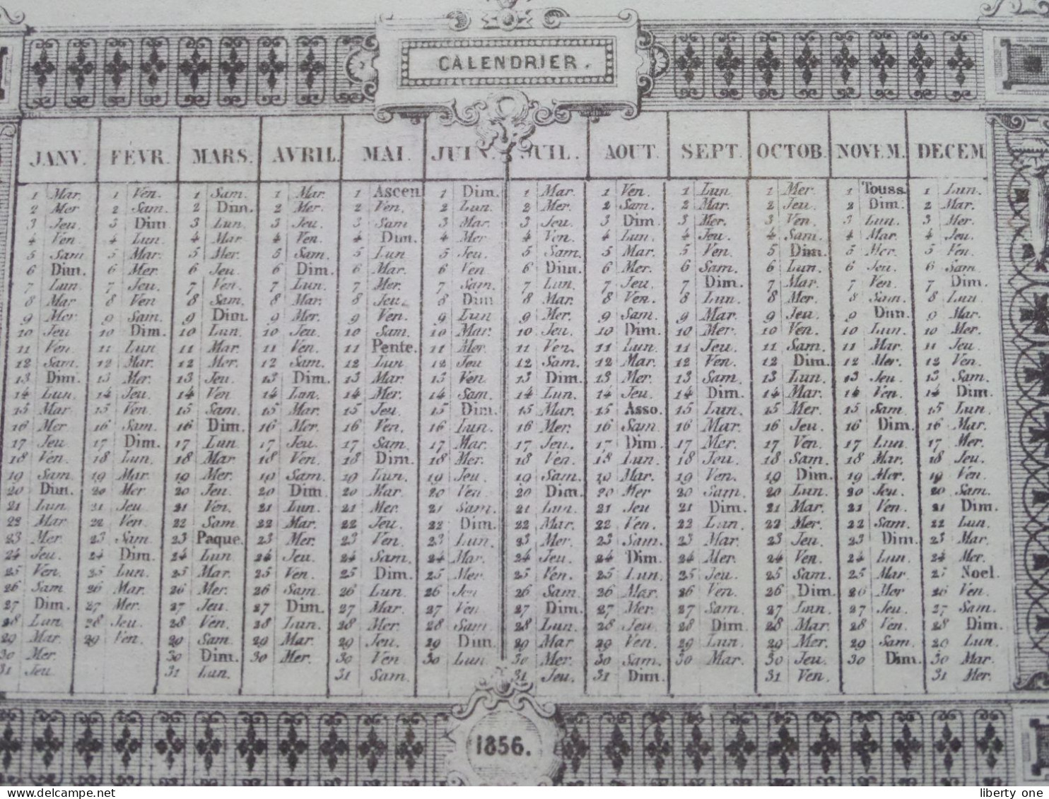 Calendrier 1856 - AU COFFY Rue De La Colinne BRUSSEL > M. VERSTRAETEN ( Carte PORCELAINE - Lith. SALOMON ) CDV ! - Visiting Cards